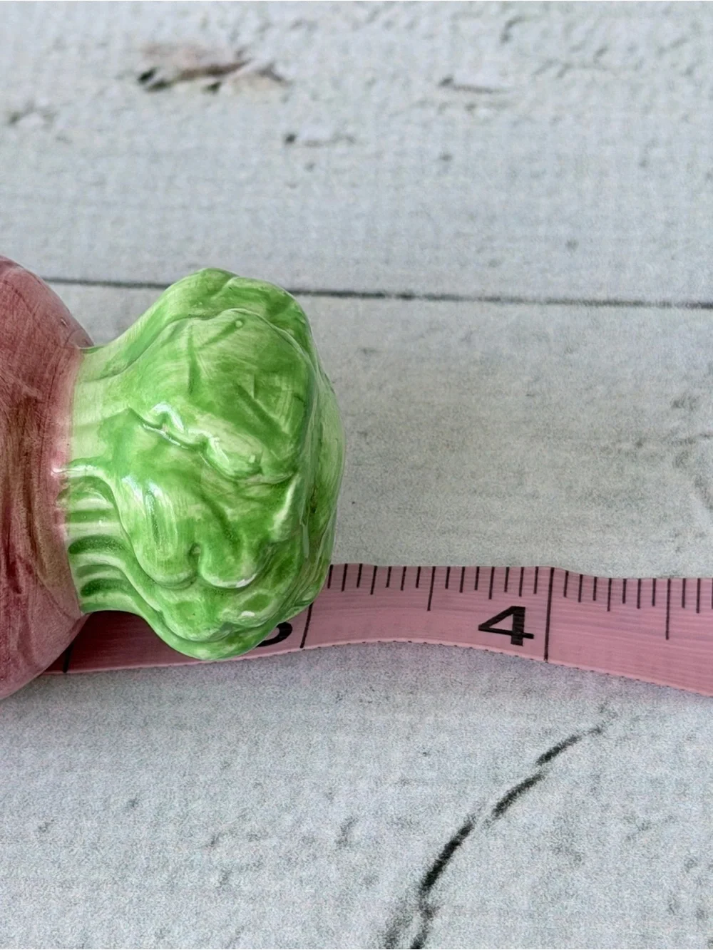 Ceramic Radish Salt and Pepper Shaker Set with Leaf Tray - Pink Green